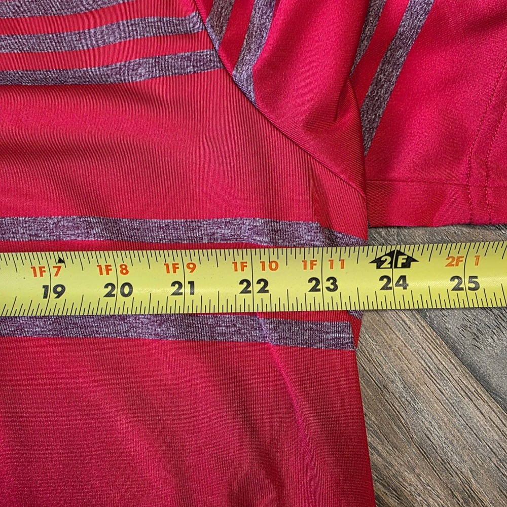 Adidas Men's Red Grey Striped Golf Polo Shirt Size XL Performance - Picture 3 of 8